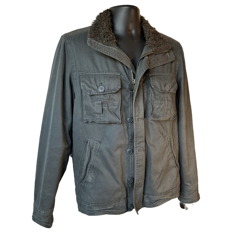 Men's Black Sherpa-Lined Jacket